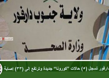 جنوب دارفور تسجل (5) حالات “كورونا” جديدة وترتفع إلى (33) إصابة