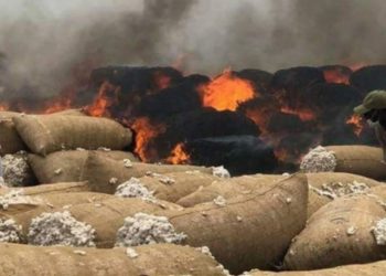 حريق ضخم ببورصة محاصيل القضارف