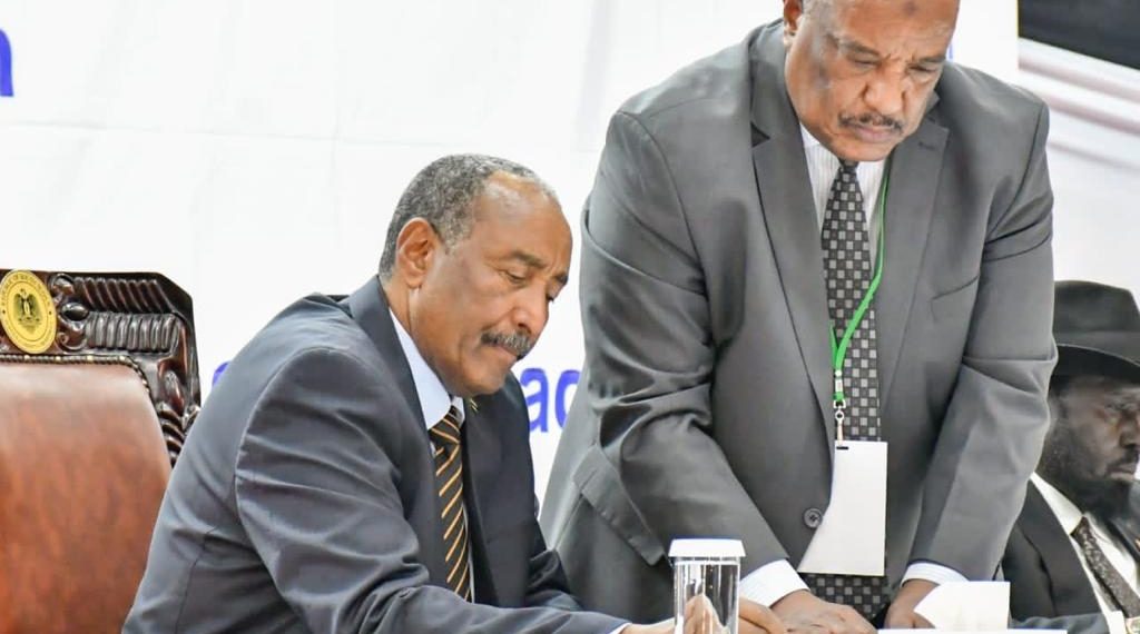 البرهان وسلفاكير  يوقعان على المصفوفة المحدثة لإتفاق جوبا لسلام السودان