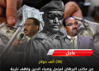 (30) ألف دولار من مكتب البرهان لمزمل وضياء الدين ولهف نثرية بشري والاعيسر!!